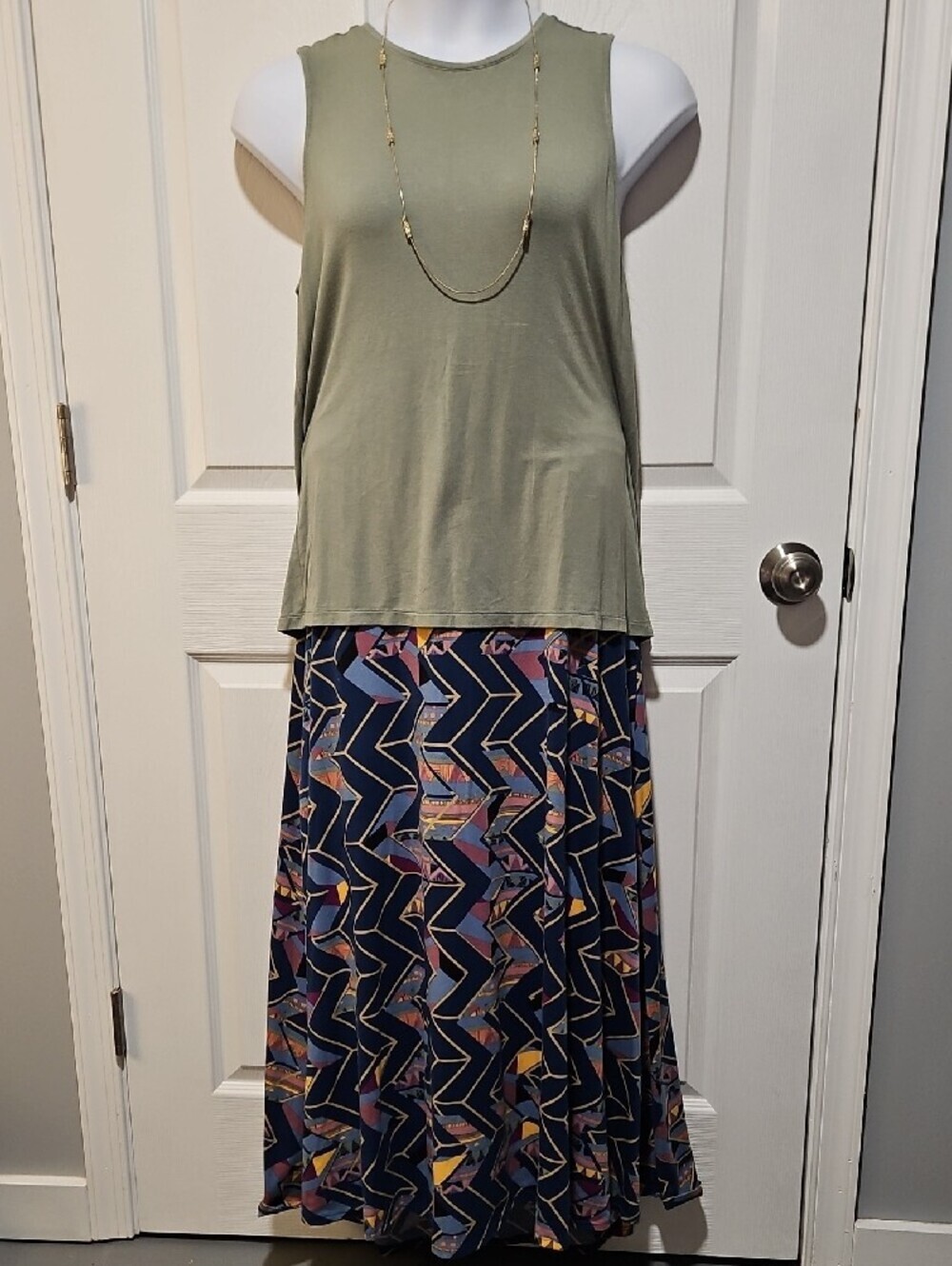 Navy Geometric Print Maxi Skirt/Dress